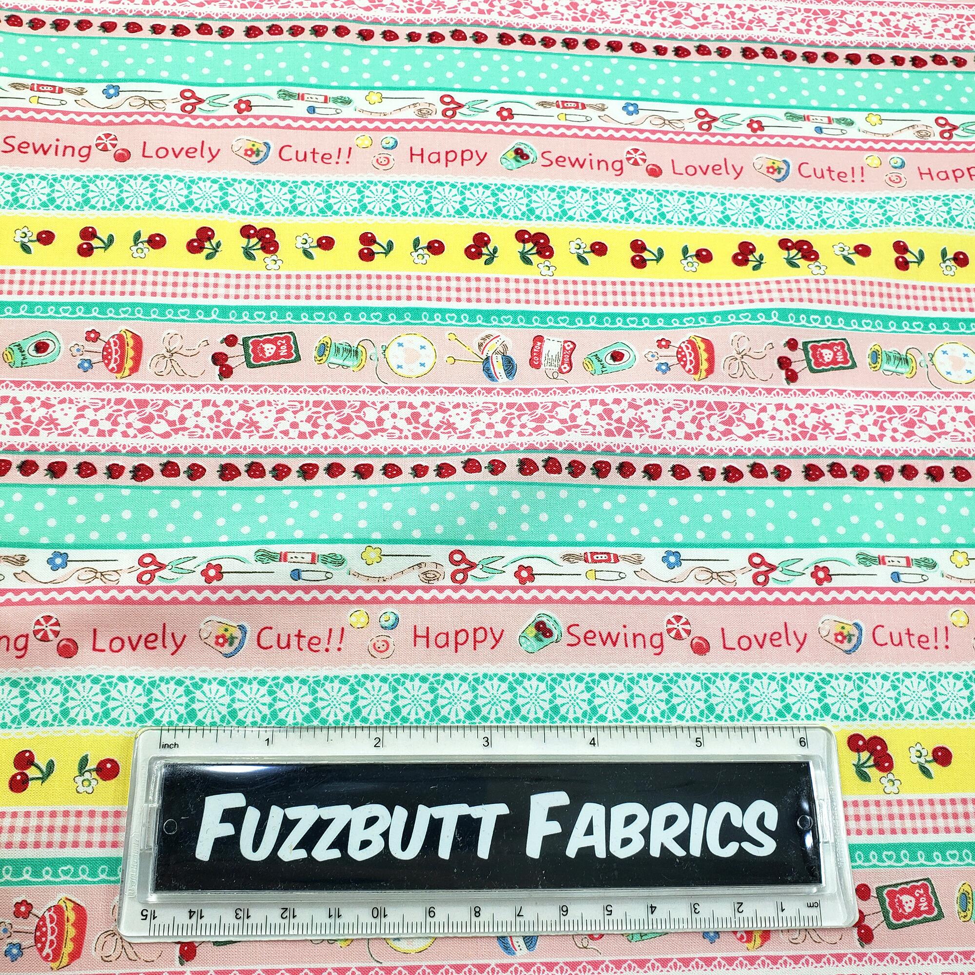 yuwashoten fabric,japanese fabric,vintage style,1950s fabric,cherries,nursery,baby fabric,Cherry drop, Cotton sewing animals, Sewing ribbon