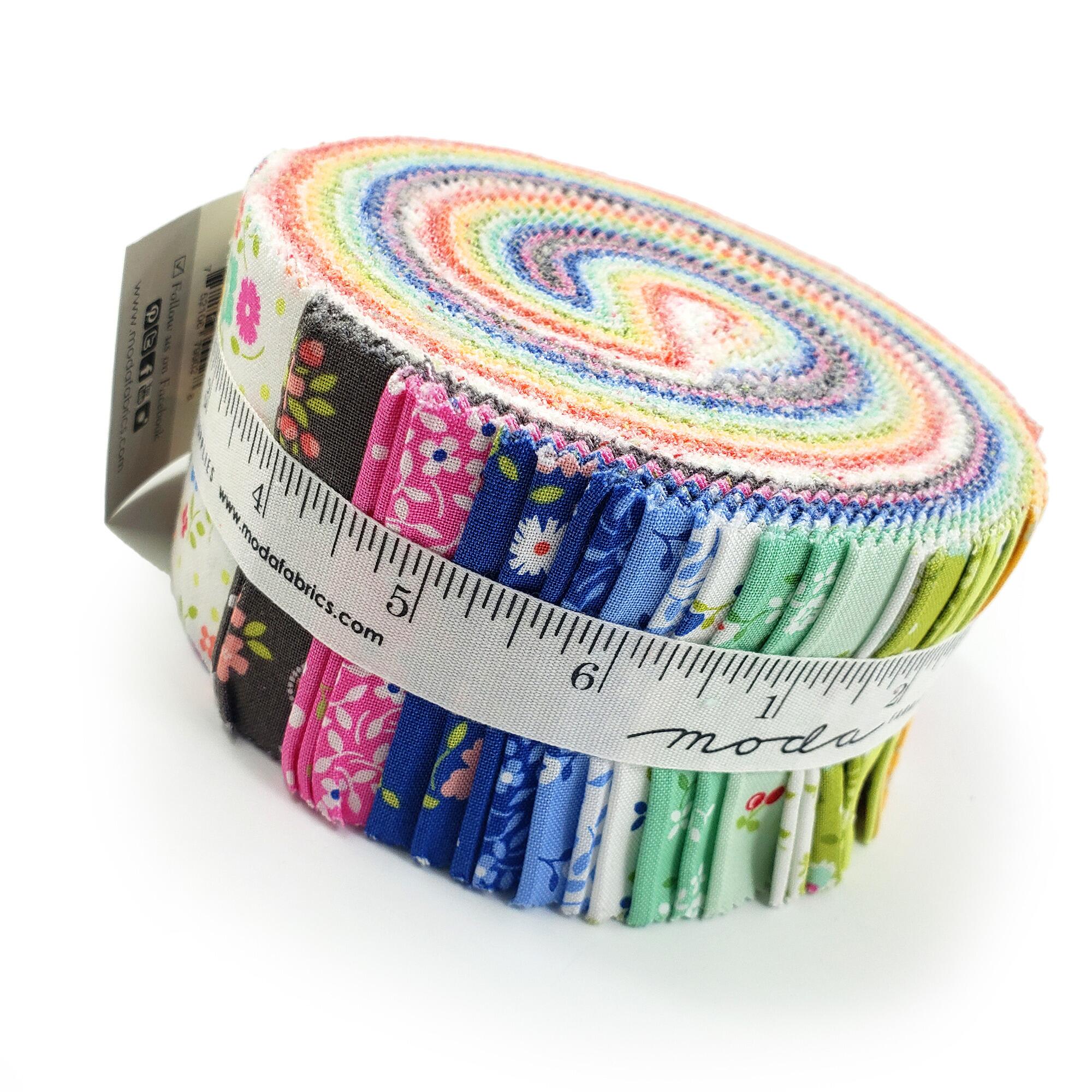 Moda, cali & co,corey yoder, bright, floral fabric, cute, colourful, strips for patchwork, cotton, easy quilting, precut strips,jelly roll