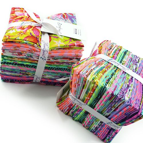 tula pink fat quarters, untamed, fabric squares, floral fabric, houndstooth,neon, bright colours