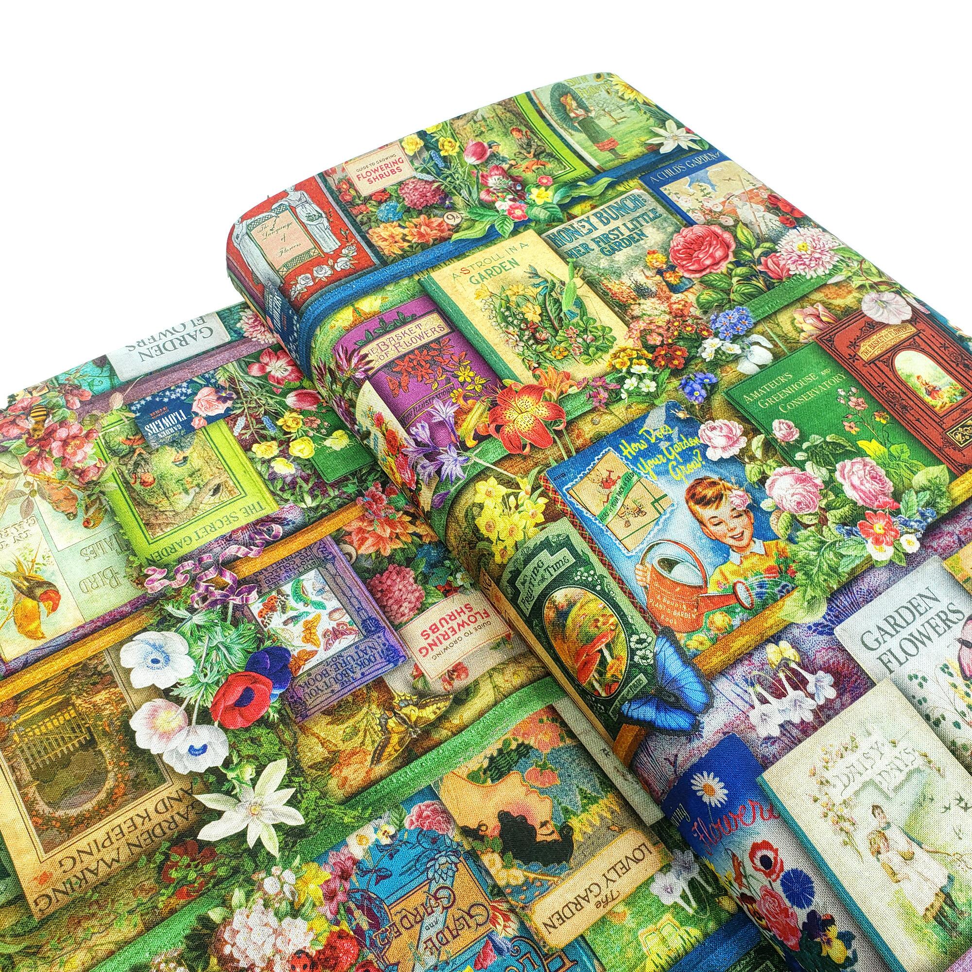 Robert kaufman, library of rarities, victorian garden, vintage gardening fabric, junk journal gardening fabric