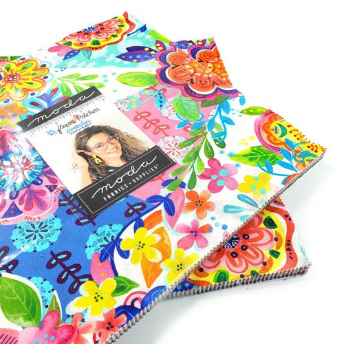 Moda, Flower Patches, Amarilys Henderson, watercolour florals, vibrant, colourful, shabby chic fabric, layer cake, fabric squares