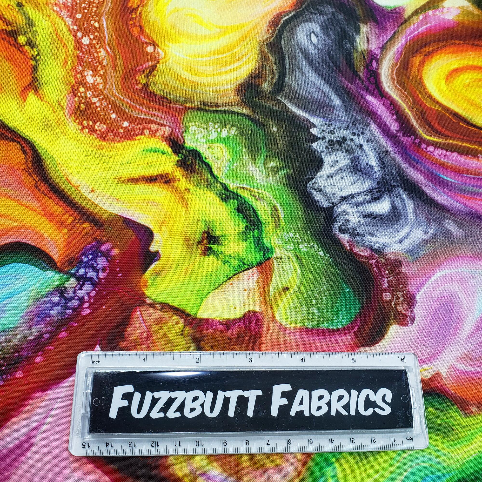 Moda, gradients euphoria, quartz, rocks, rainbow colours, watercolour, vibrant rainbow fabric, 100% cotton
