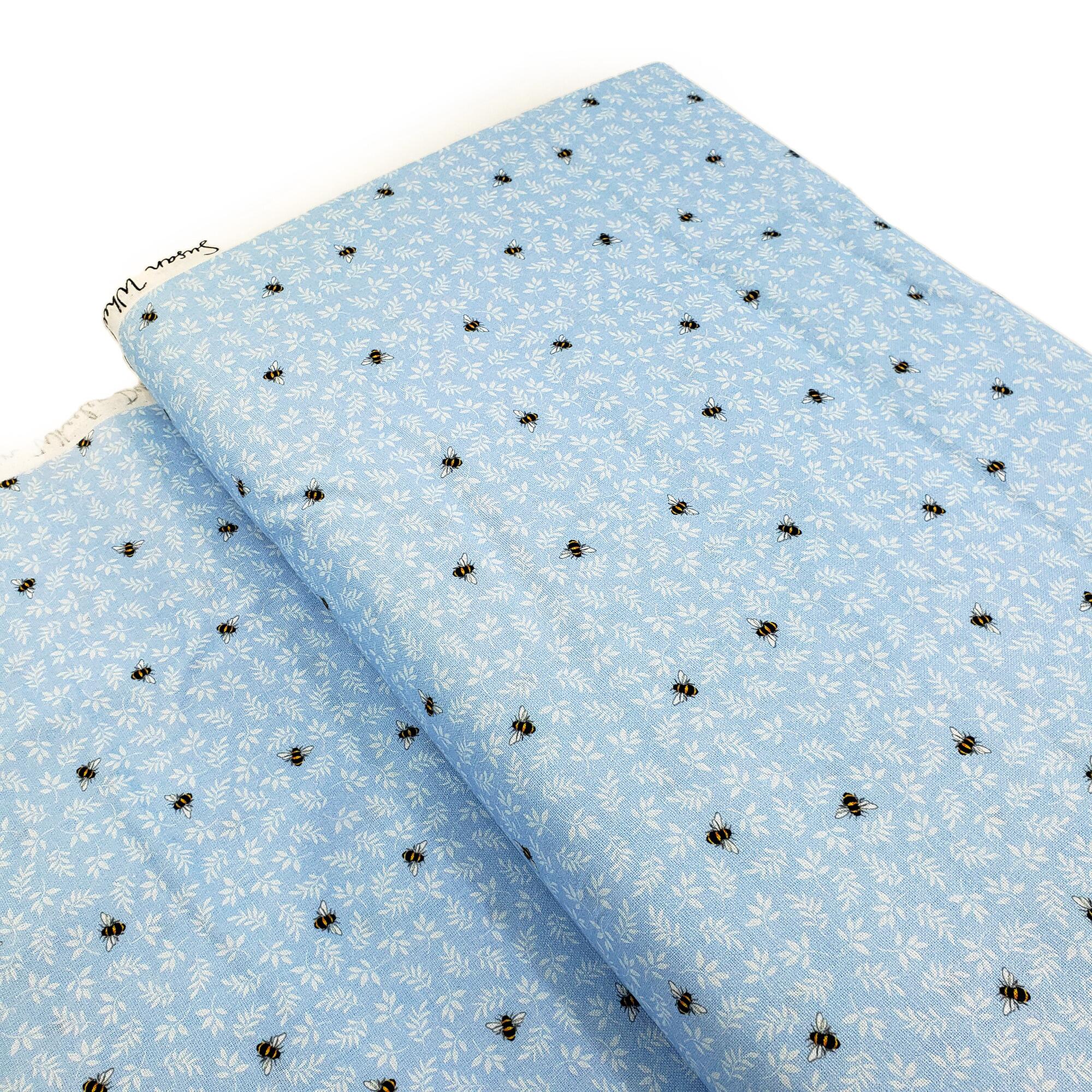 bees fabric, cotton, bumble bees, craft cotton company, blue bees, bumble bees, save the bees