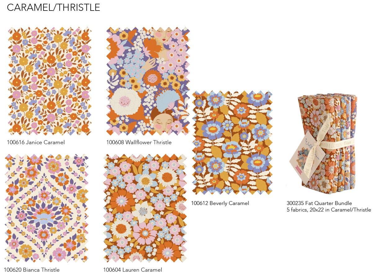 tilda fat quarter bundle, Wallflower, whimsy, floral fabric, fabric squares, cotton squares, patchwork cotton squares, vintage style, cottagecore, slow stitch