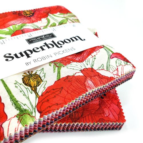 Moda, superbloom, robin pickens, watercolour florals, vibrant, colourful, shabby chic fabric, charm pack, fabric squares, 100% cotton, ombre