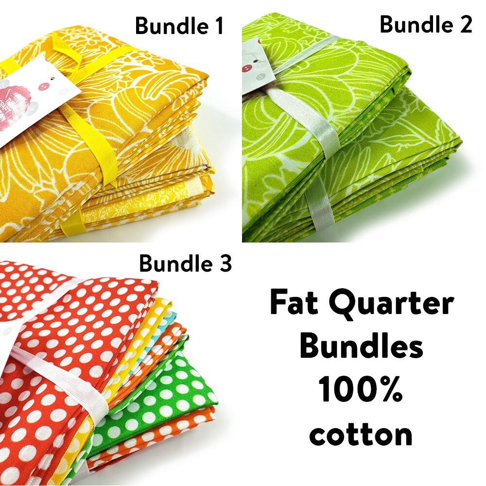 Polka dot fat quarters, floral, lime, yellow, cotton, craft cotton company fat quarters