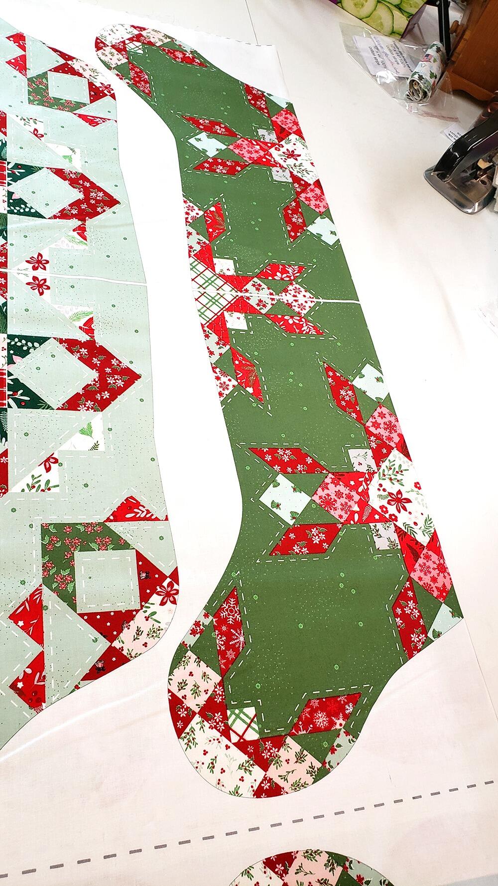 Riley Blake mistletoe & holly,christmas stocking panel, cotton stocking panel, easy sew stockings