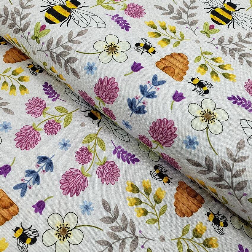 bees,beehives, bee fabric, bumble bees, save the bees, bee flower fabric, queen bee, susan wheeler, nutex