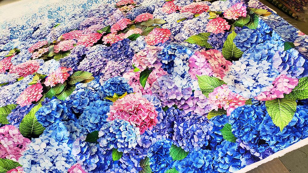 Spring Dream hydrangea border, Michael Miller, bees, flowers fabric, cotton, florals