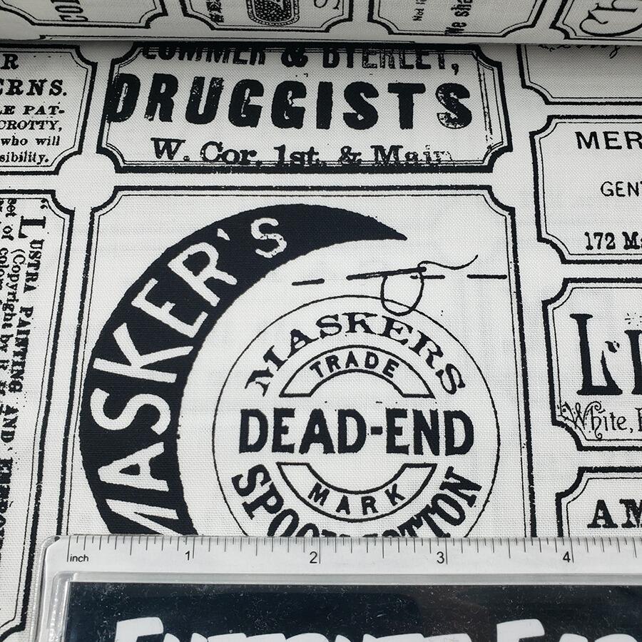 vintage style halloween fabric, halloween quilt, trick or treat fabric, vintage adverts fabric, j wecker frisch, scary scraps