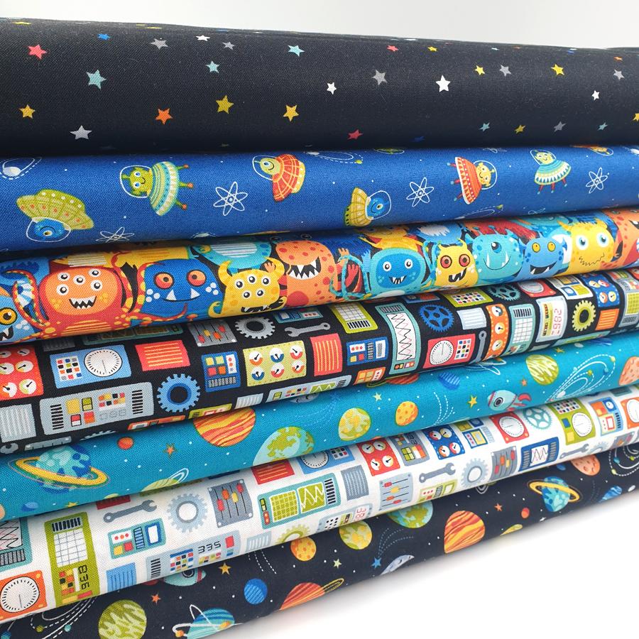 Makower "Outer Space" 100% cotton fabric for quilting - aliens & spaceships!  Retro Jetsons