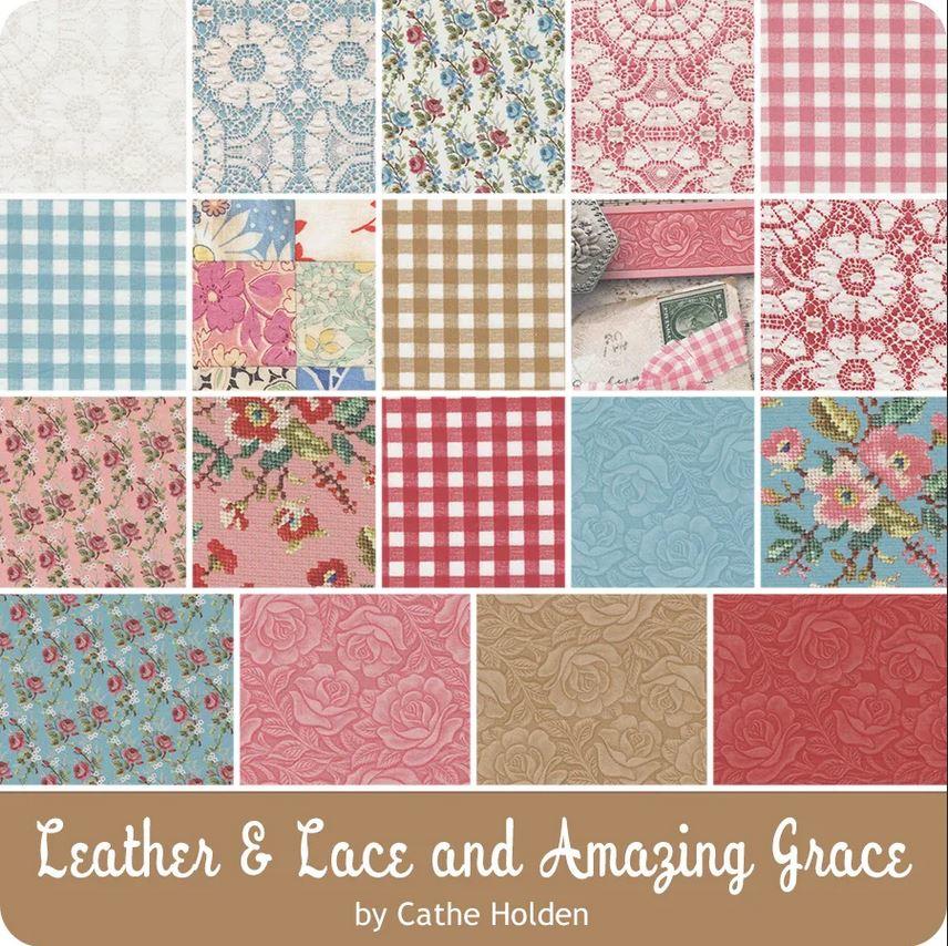 moda,charm pack,squares,cathe holden,leather,lace,pink,vintage,floral,kitsch,retro