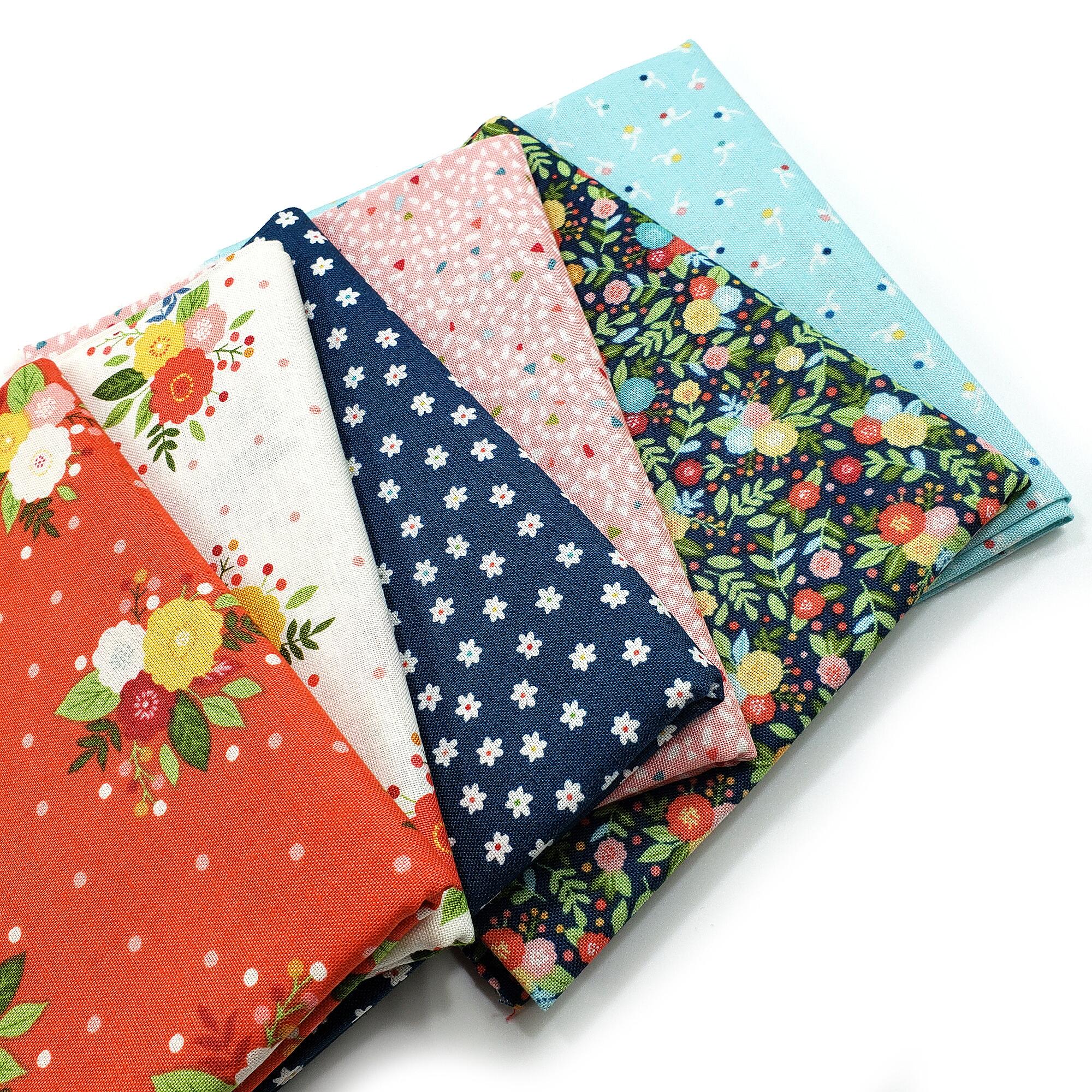 makower,amelia,fat quarters,cotton,floral,vintage,kitsch,red,blue,spots,abstract,girly,cottage,bags,quilting,sewing,flowers