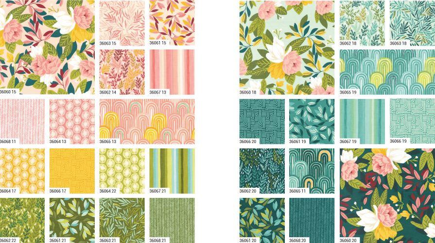 charm pack, willow,flowers,leaves,garden, moda fabric,quilting fabric,cotton,garden fabric