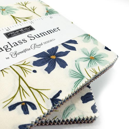 Moda, charm pack, seaglass summer, sweetfire road, seashells, beachy,florals, maritime, ocean fabric, nantucket, new england fabric, fabric squares for patchwork