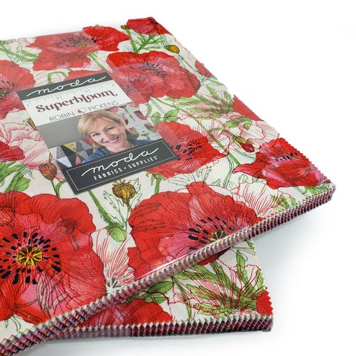 Moda, superbloom, robin pickens, watercolour florals, vibrant, colourful, shabby chic fabric, layer cake, fabric squares, 100% cotton, ombre