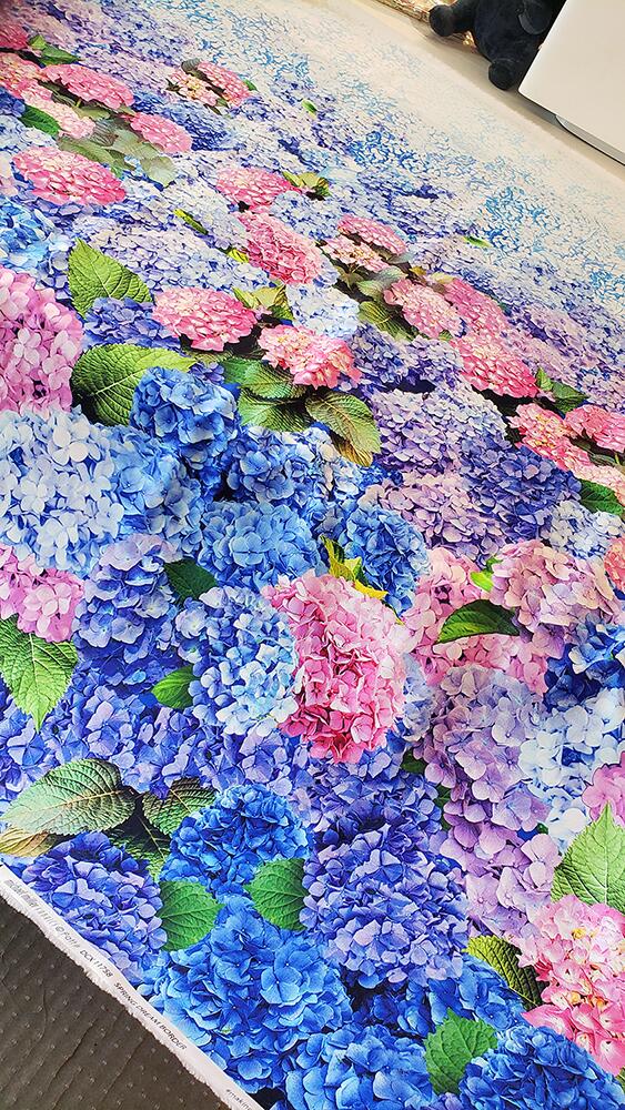 Spring Dream hydrangea border, Michael Miller, bees, flowers fabric, cotton, florals