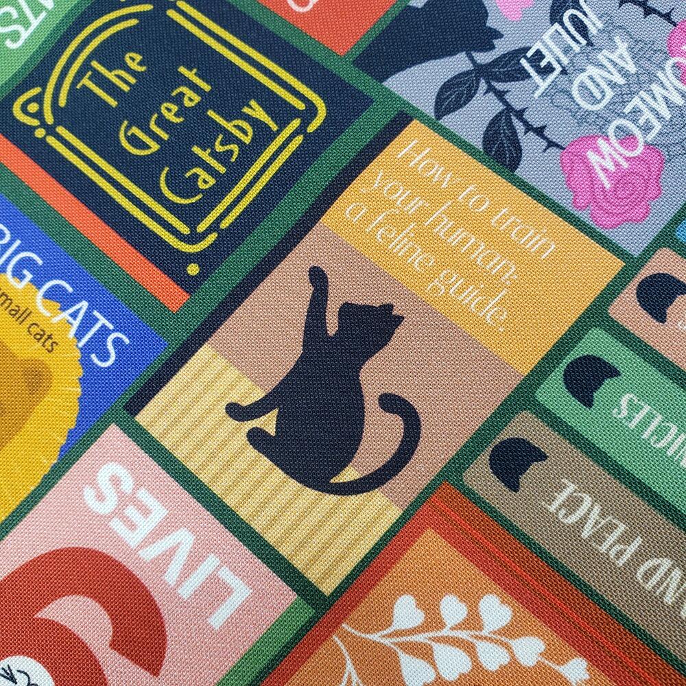Lewis & Irene fabric, purrrfect book club, bookshelf fabric, cats and books