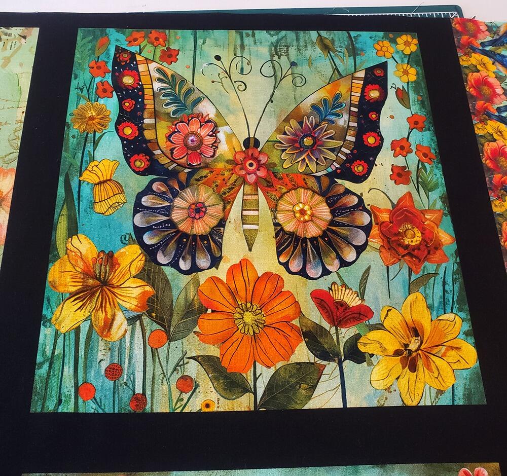 Enchanted Canopy Fabric, JK Stewart, Blank Quilting, ladybirds, butterflies, hummingbirds, vivid floral fabric