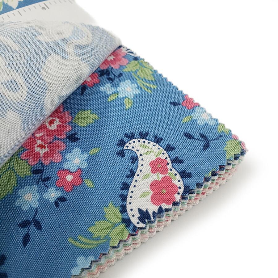 Moda, a cat named stitch charm pack, pastel floral fabric, cottagecore, roses, squares for patchwork, cotton, easy quilting, precut squares,charm pack, camille roskelly