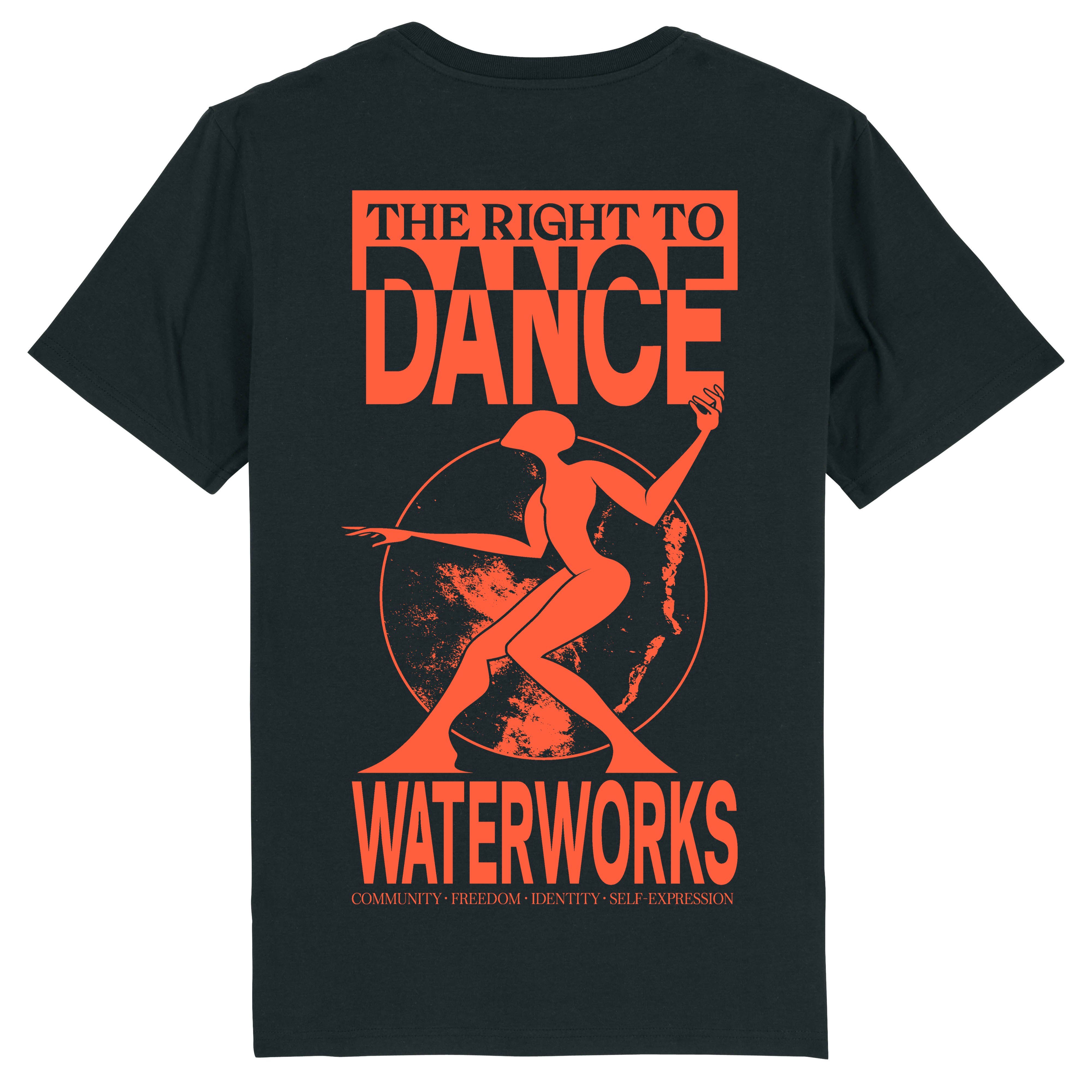 Black Waterworks t-shirt, front.