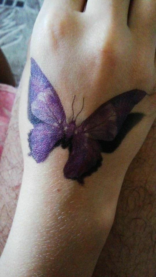 Purple Butterfly (3D) Waterproof Tattoos Women Mens Kids Fake Sticker Arm