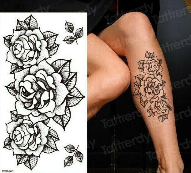 3 Sexy Flowers for Chest , Half Sleeve Temporary Tattoo Fake Women Arm Leg  Thigh