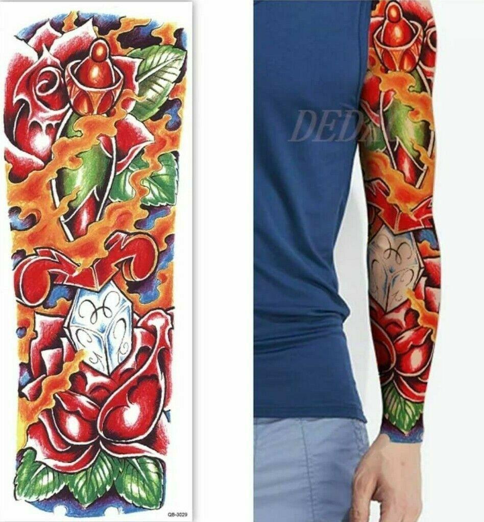 Xxl Full Sleeve Arm Thigh Temporary Tattoos Press On Sticker Fake Womens Mens