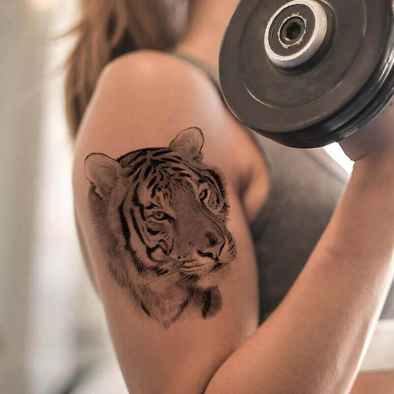 Detailed Tiger Waterproof Temporary Transfer Tattoo Sleeve Tattoos Arm Body