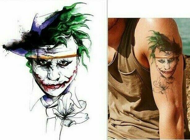 Joker Heath Ledger Batman Temporary Tattoos Sticker Women Men Waterproof  Arm leg