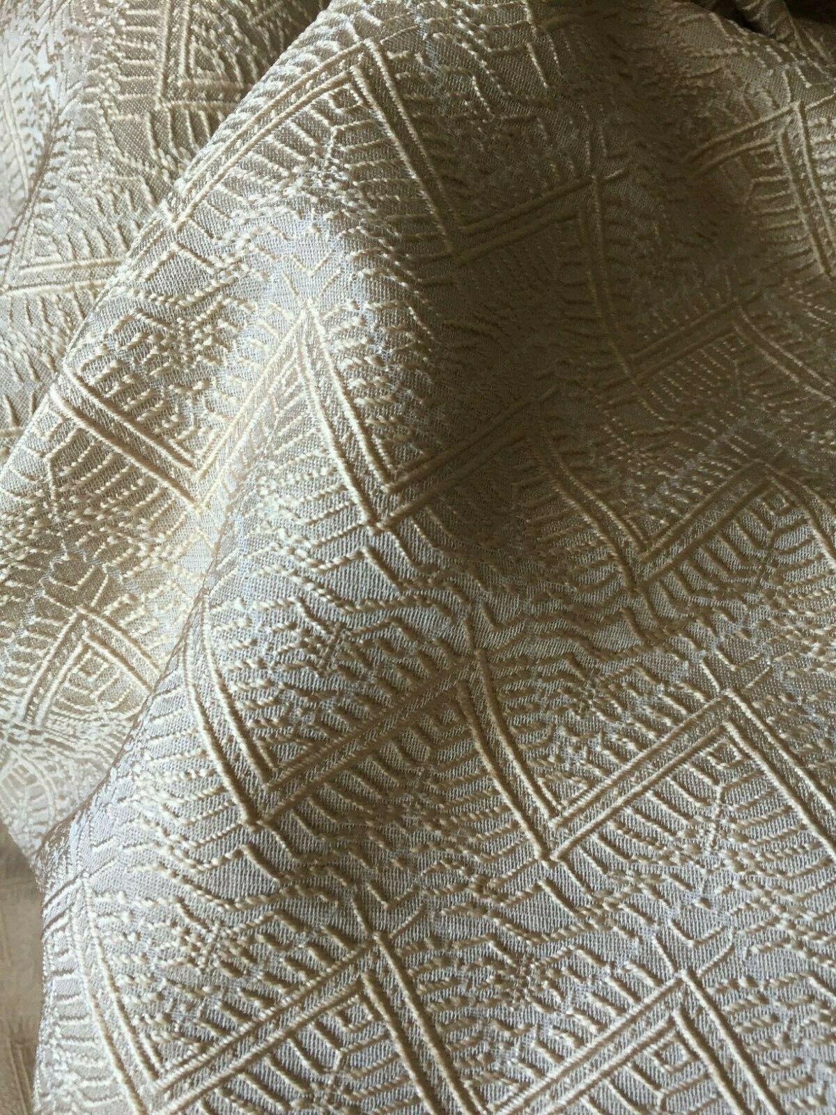 Curtain Upholstery Jacquard ONLY £19.99 per M fabric 300cm/118" Beige&Vintage