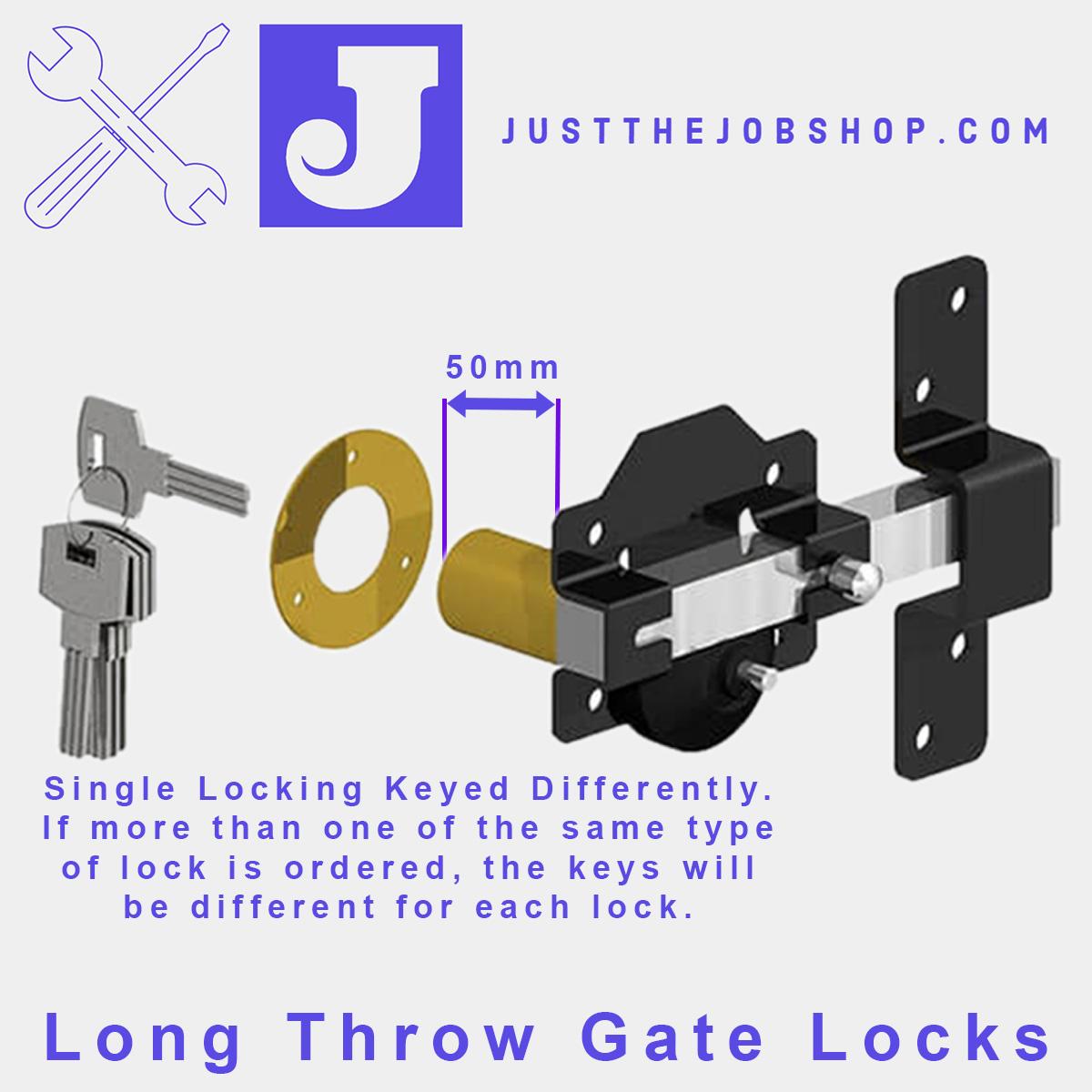 Gatemate 70mm Security Rim Lock for Garden Gate/Shed Long Throw Bar with Handle 