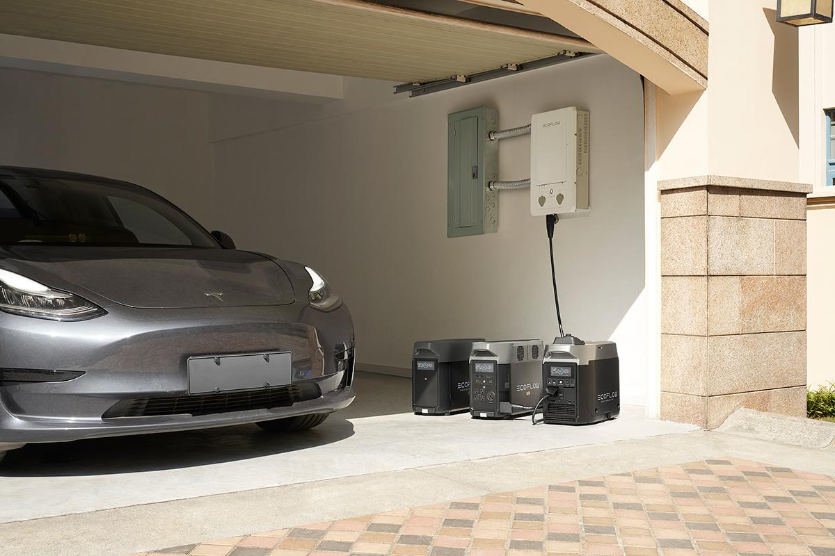 Tesla Model 3 Alongside EcoFlow Smart Panel