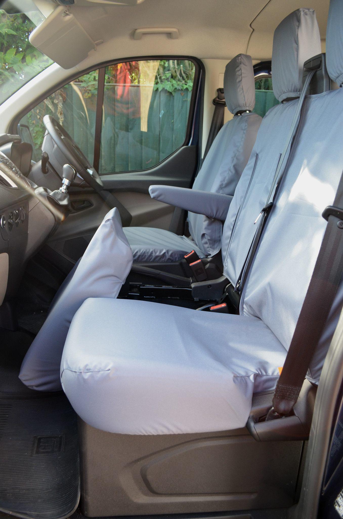 thumbnail image 2 of Quilted Leather Black Van Seat Covers – For Ford Transit Custom 2013-2023 – Front Set 2 of 6