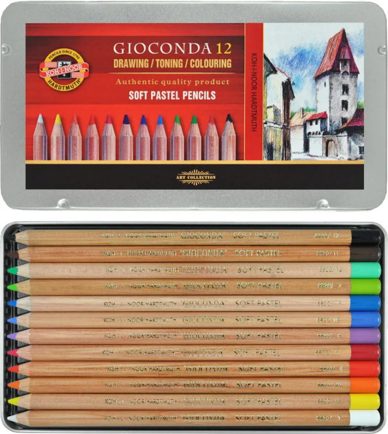 Gioconda Soft Assorted Pastel Pencils Tin (12 Pack)
