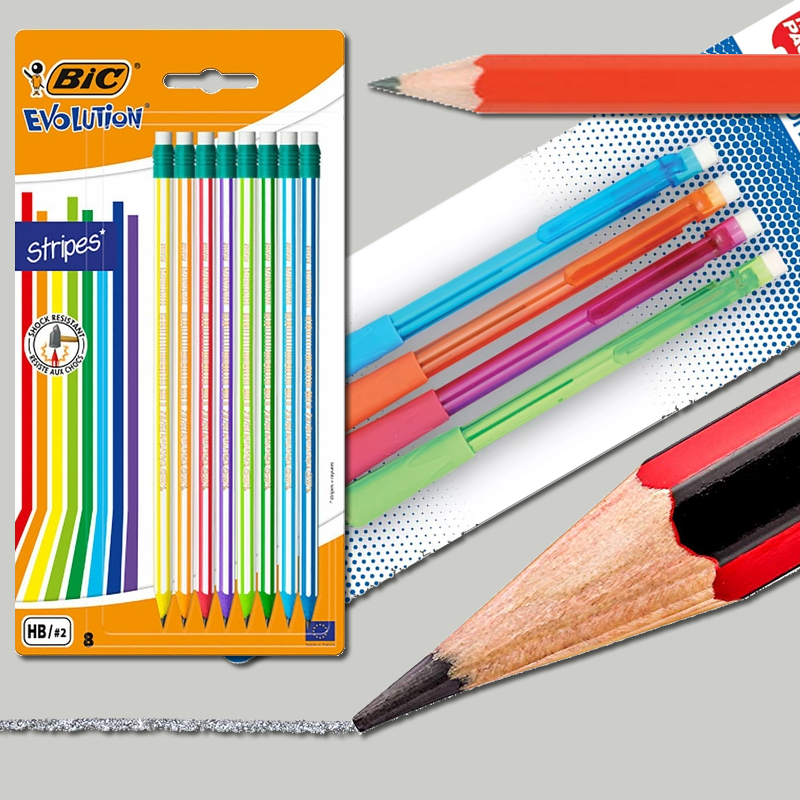 BIC Evolution Stripes - 24 Coloring Pencils for Kids, Students