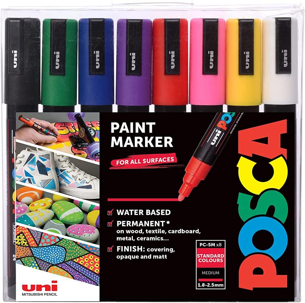 uni POSCA 8pk PC-5M Water Based Paint Markers Medium Point 1.8-2.5mm in  Assorted Colors