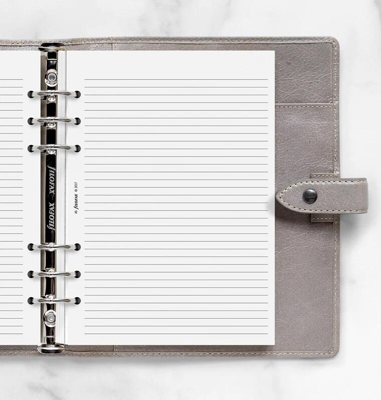 Filofax A5 Size White Ruled Refill Paper