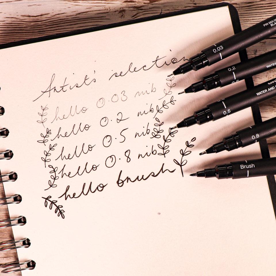 Uni Ball Pin Artists Selection Assorted Fineliner Drawing Pens (5 Pack)