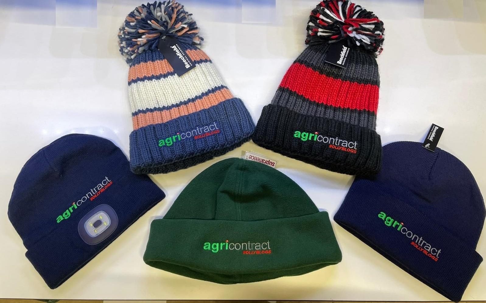 Assortment of cosy warm bobble or beanie hats in a variety of colourways.  All one size fits all