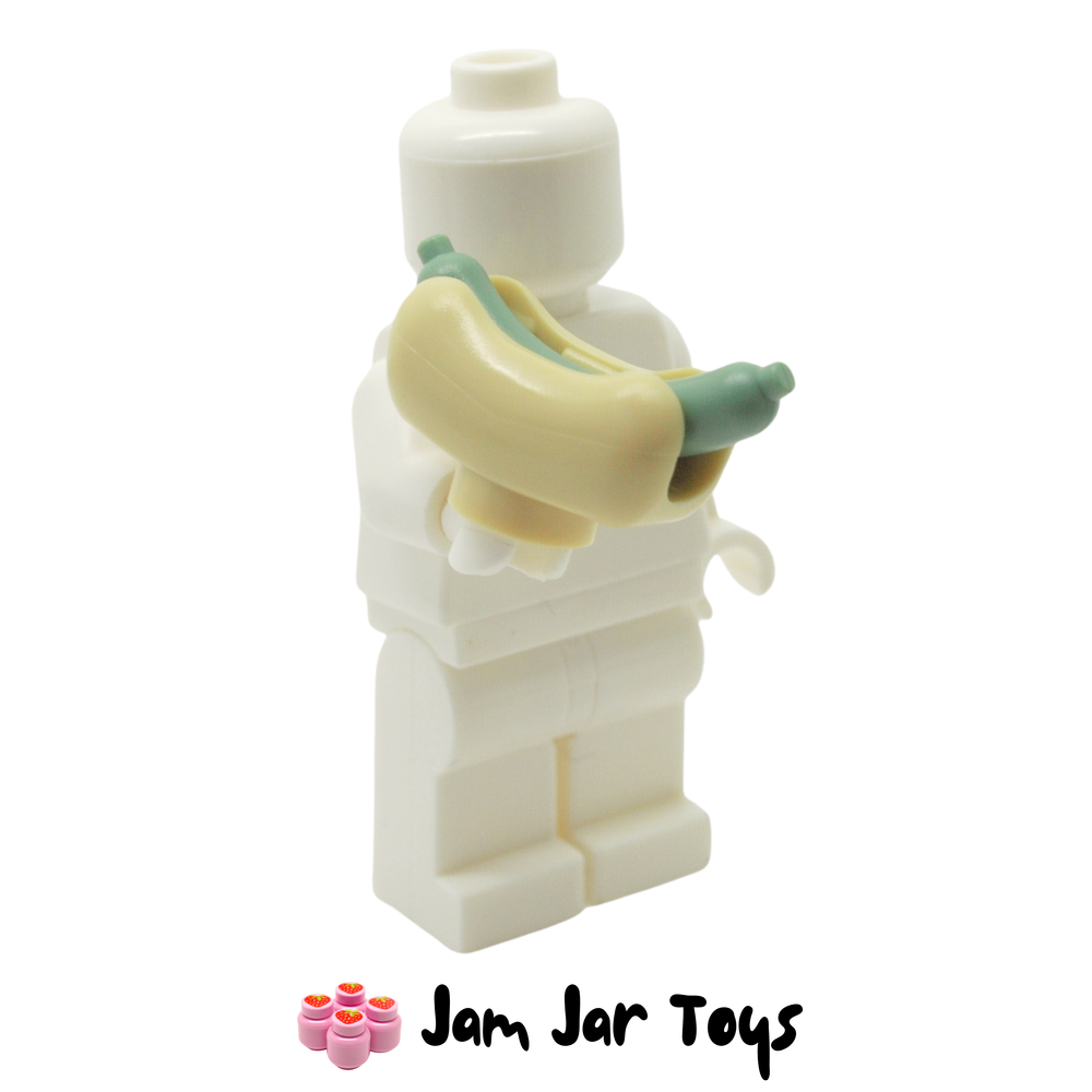 LEGO Tan Hot Dog Bun and and Green Sausage.