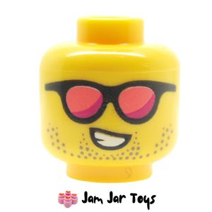 LEGO® Head, Coral and Magenta Glasses, Beard Stubble, Smile. HF91