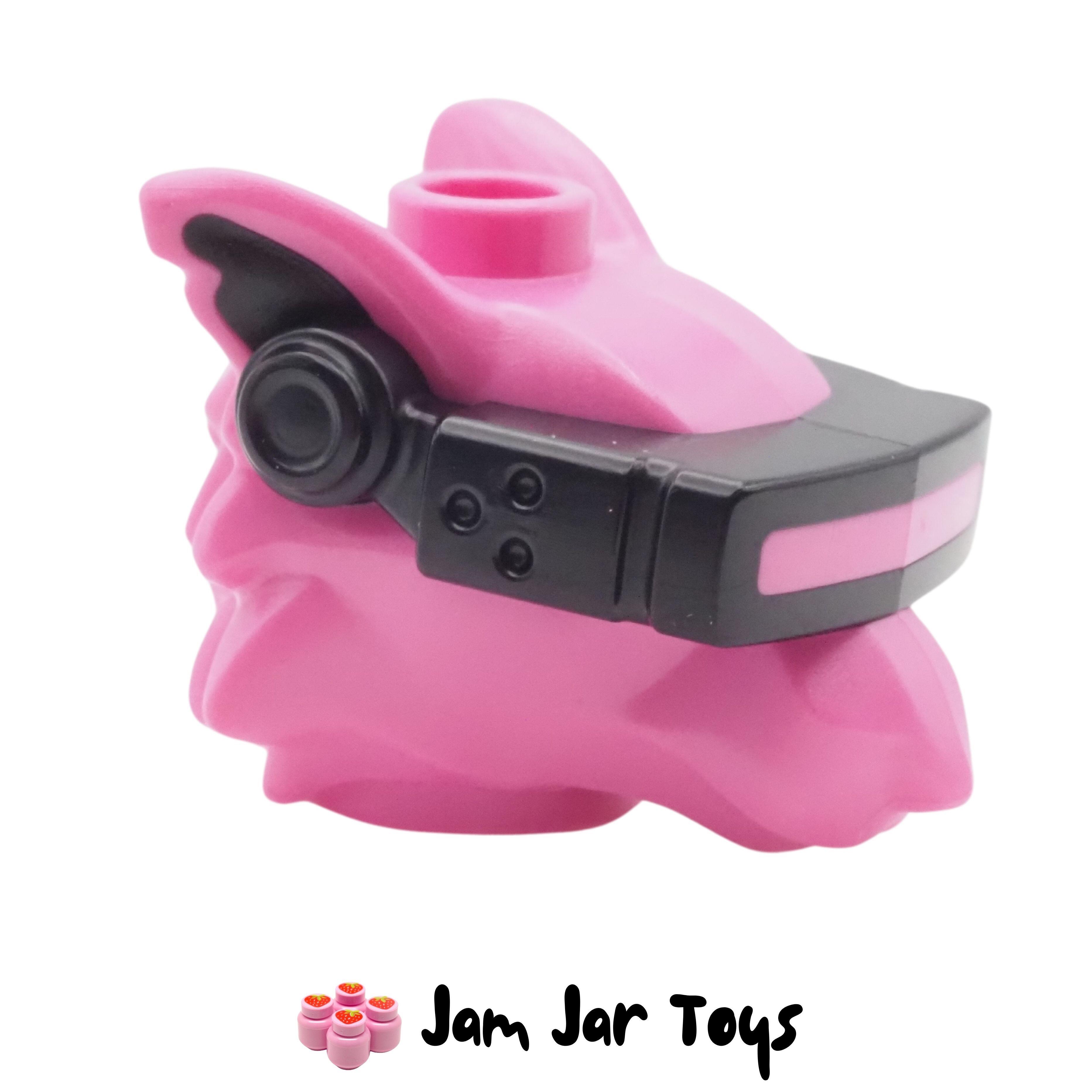 LEGO Richie Dark Pink Minifigure Head Black Visor / VR Glasses.