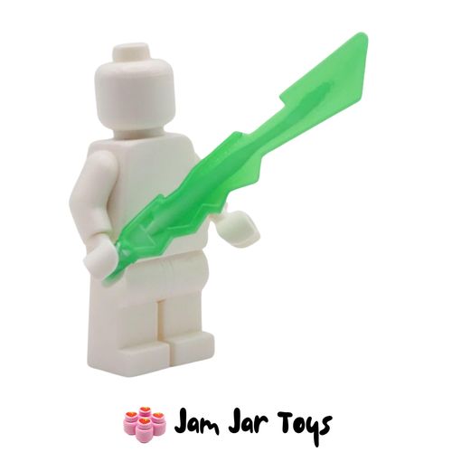 LEGO Trans-Green Sword with Jagged Edges and Marbled White Pattern
