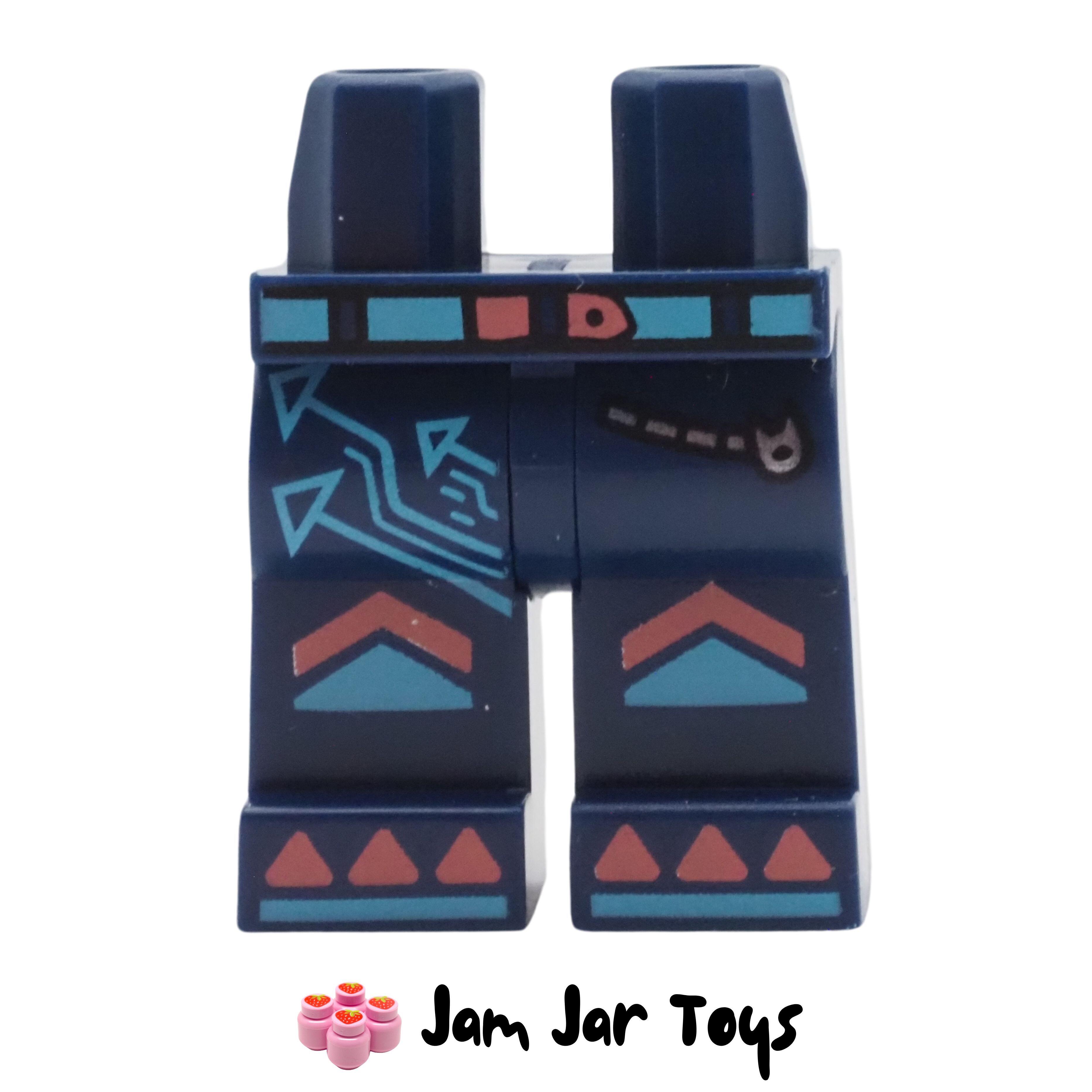 LEGO Dark Blue Legs, Medium Azure/Coral Belt, Knee Pads, Claws, Zipped Pocket.
