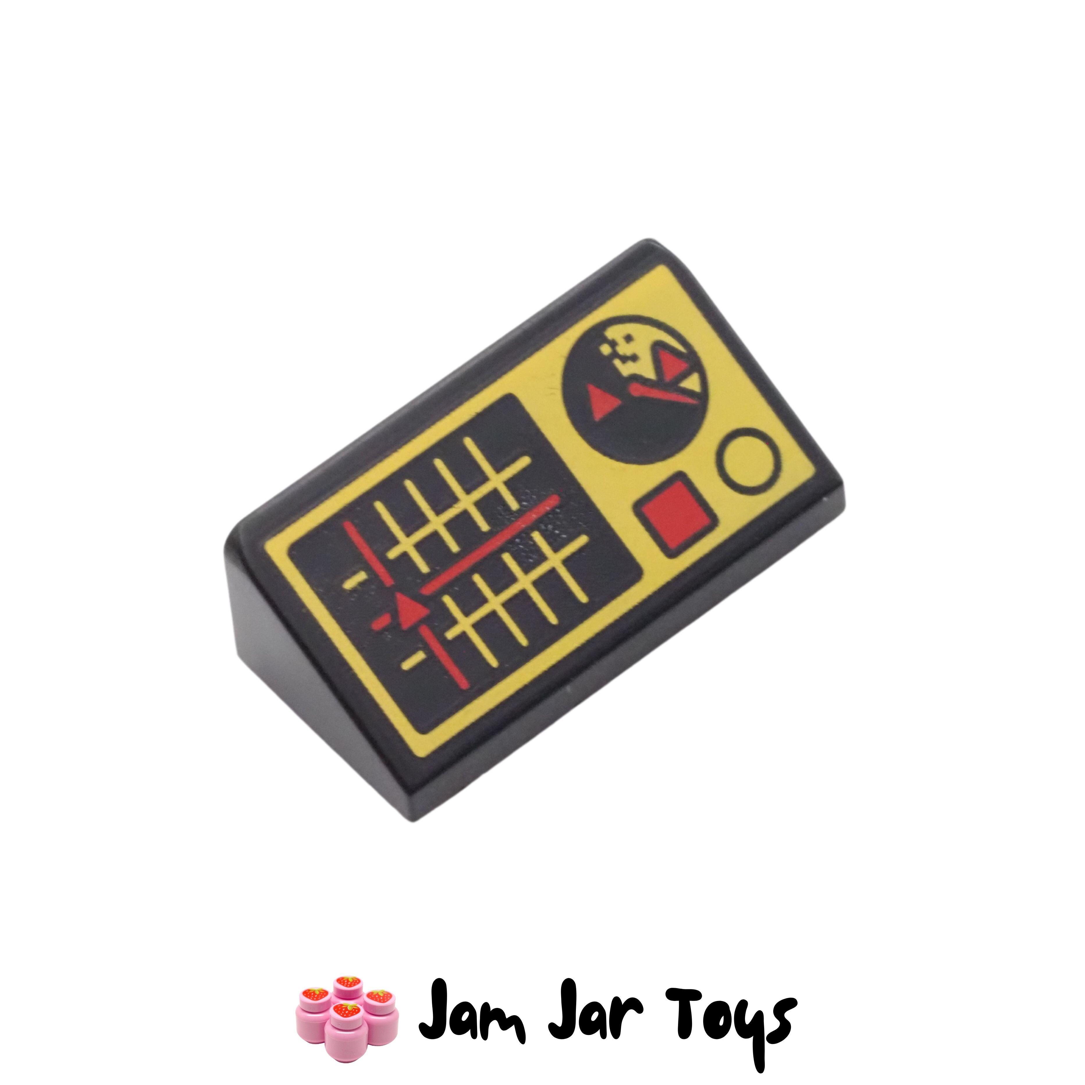 Black and Yellow Control Panel Tile, Grid with Red Marker, Radar, Buttons Slope 30° 1 x 2 x 2/3.
