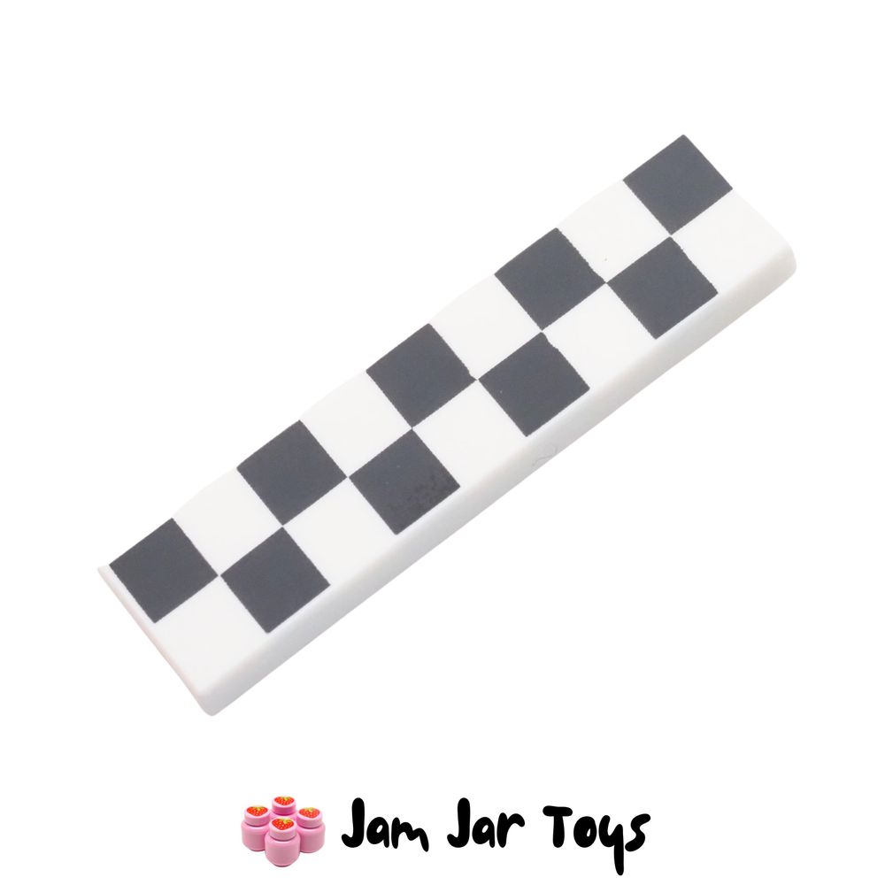 LEGO Black and White Chequered Tile 1 x 4