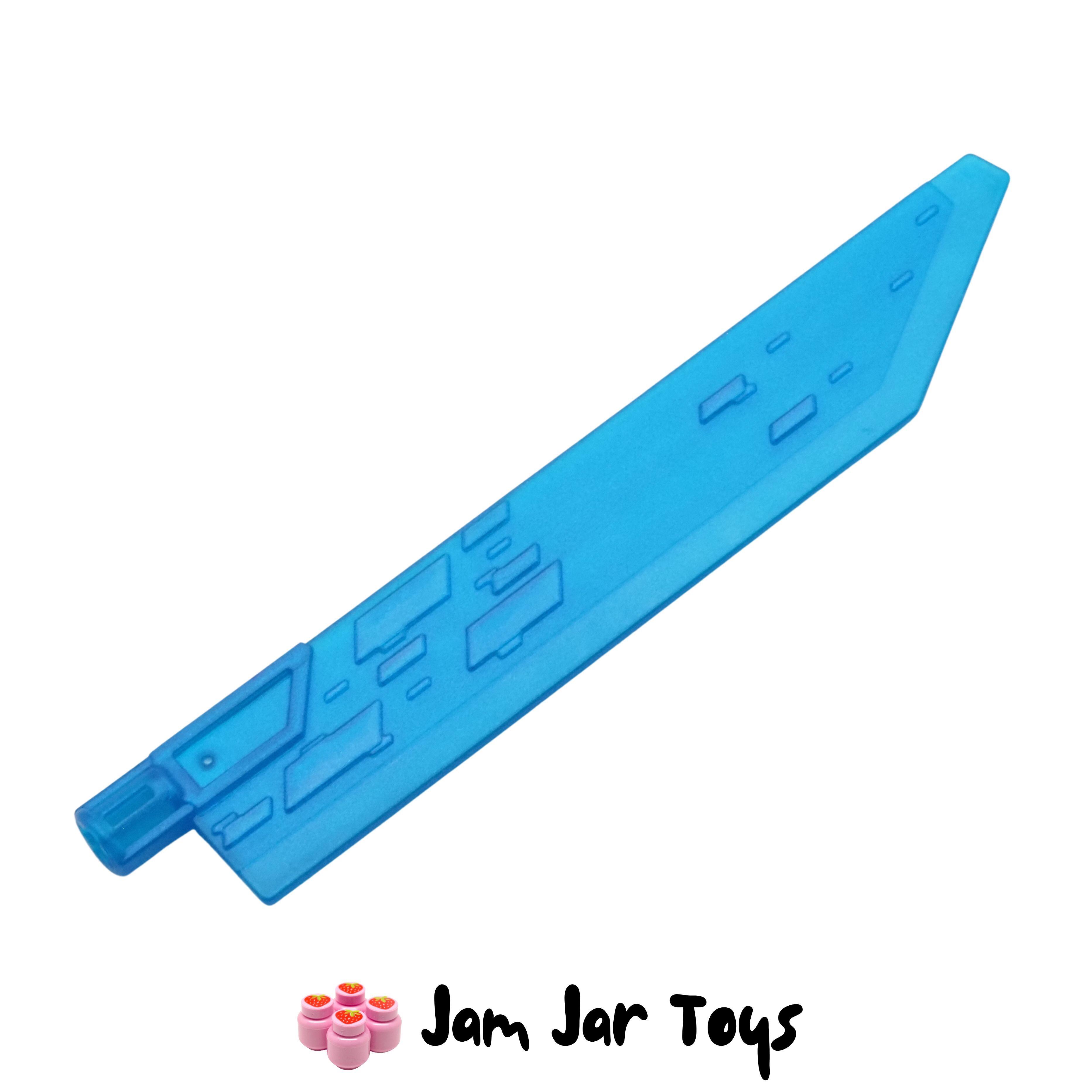 LEGO Large Opal Trans-Dark Blue Sword / Weapon, Single Edge Blade with Bar