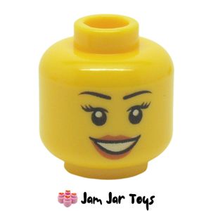LEGO® Nya / Ms. Santos Head Black Eyebrows, Peach Lips Open Smile FH14