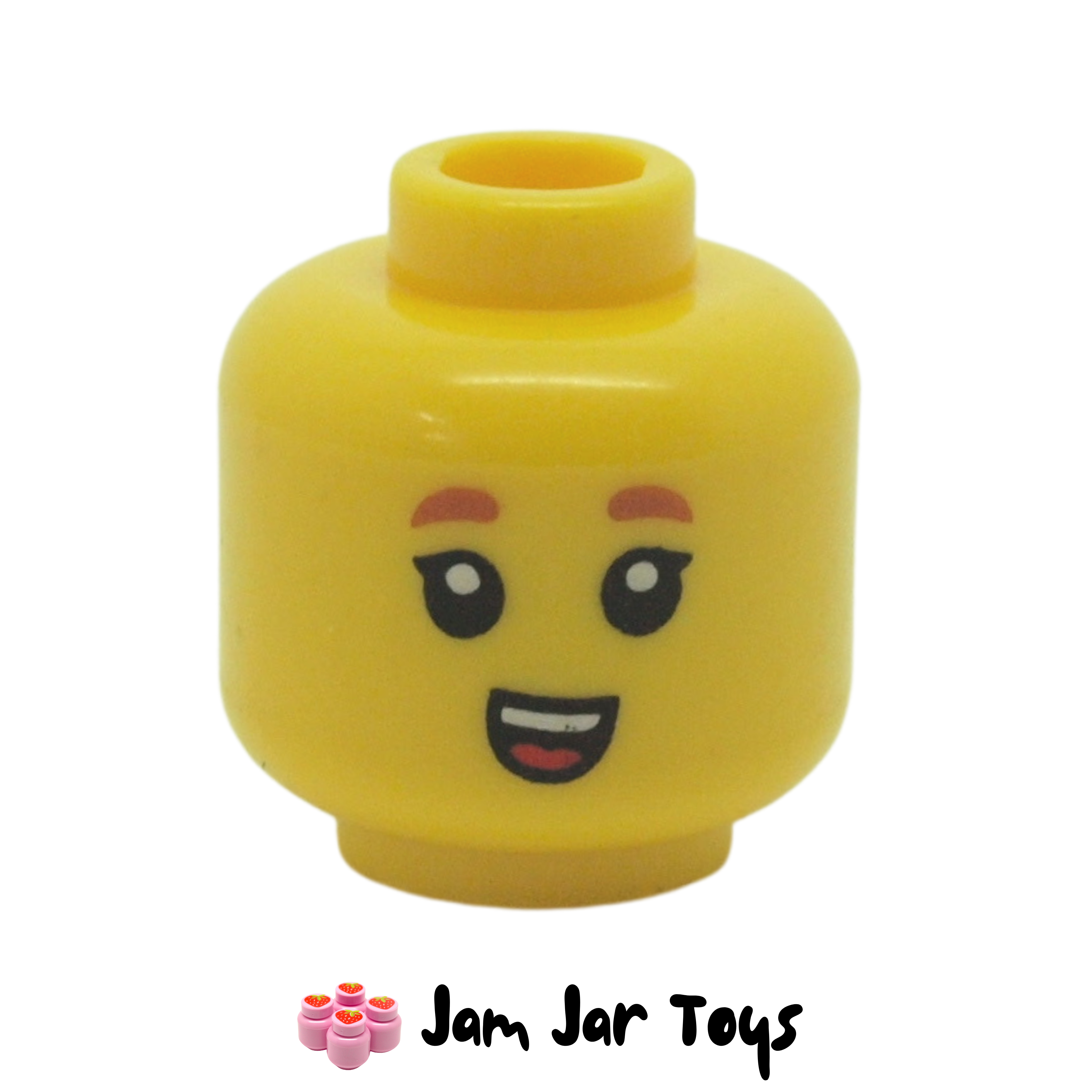 Chin Dimple and Lopsided Grin ☀️NEW Lego Minifigure Head Black Eyebrows 